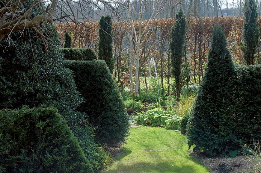 Ogród w stylu francuskim. Dziki park z ogrodem francuskim