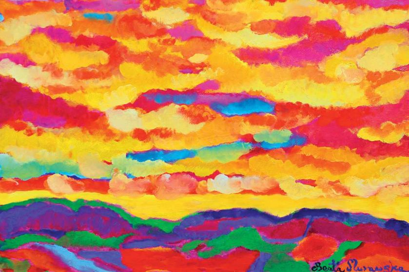 Beata maluje ostatnio też abstrakcje, ale jej obrazy nadal są bajecznie kolorowe.
