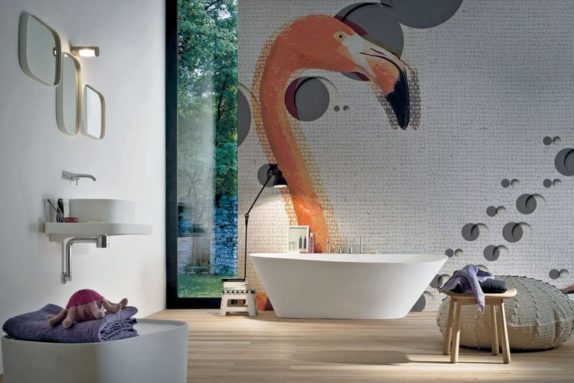 Tapeta Flamingos włoskiej marki Inkiostro Bianco, Marra Design.