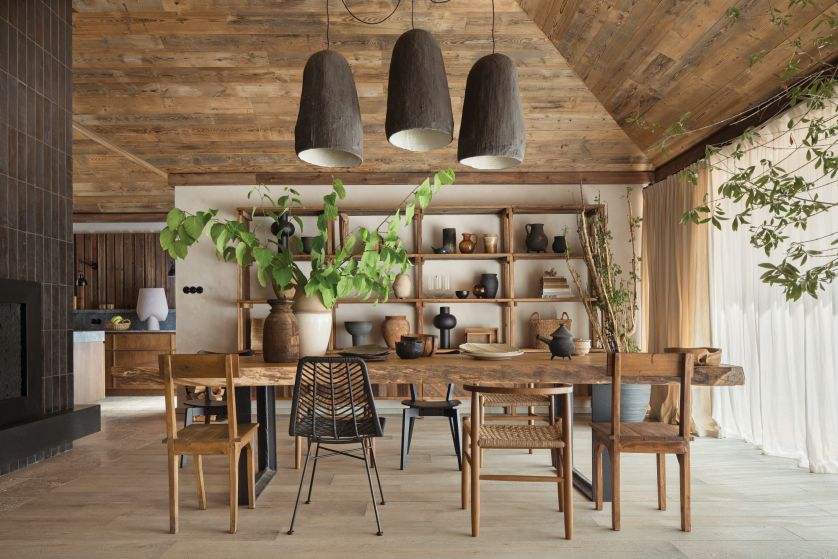 jadalnia w drewnie styl rustyklany nowoczesny