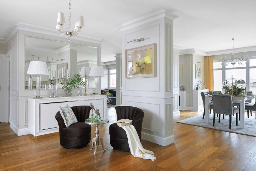 salon styl klasyczny z nowoczesnym