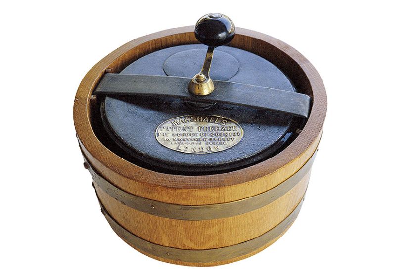 Ręczna maszynka do lodów opatentowana przez Agnes Berthę Marshall, USA, II połowa XIX w.