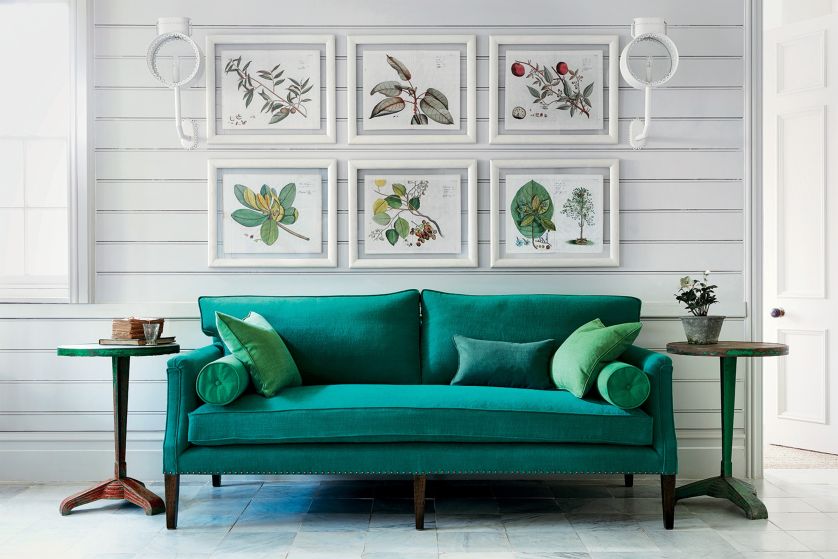 Tkanina w kolorze lazurowej zieleni, mieszanka bawełny i lnu, kolekcja Miro, Romo, romo.com