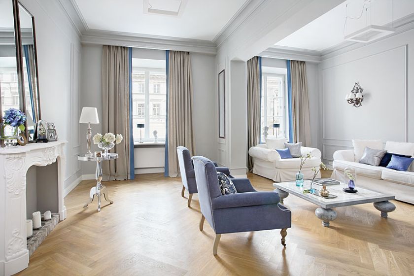 Architektka Anna Casciarri zaproponowała trzy kolory do wykończenia wnętrza: szary, biały i błękitny.