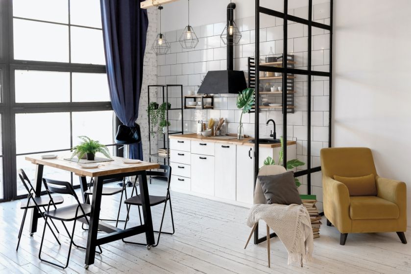 biała kuchnia w stylu industrialnym