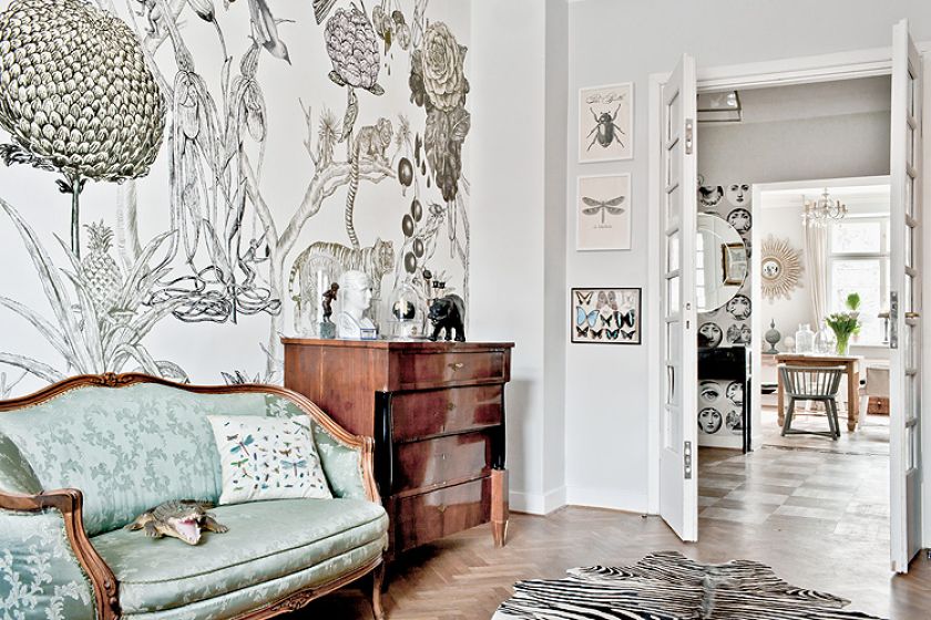 Botaniczną tapetę gospodyni znalazła w skandynawskiej gazecie.