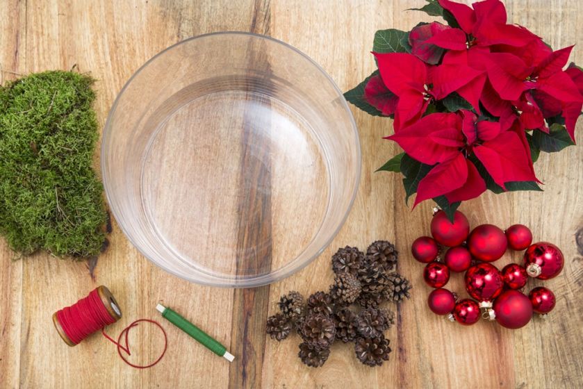 jak zrobić dekorację bożonarodzeniową w wazonie
