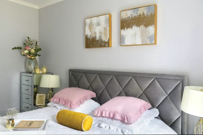 dodatki do sypialni pudrowy róż