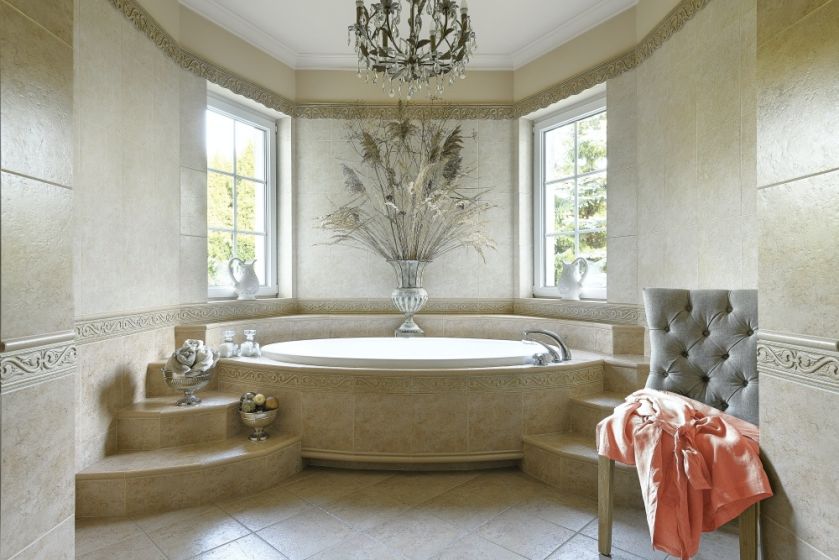 łazienka z zabudowaną wanną styl klasyczny