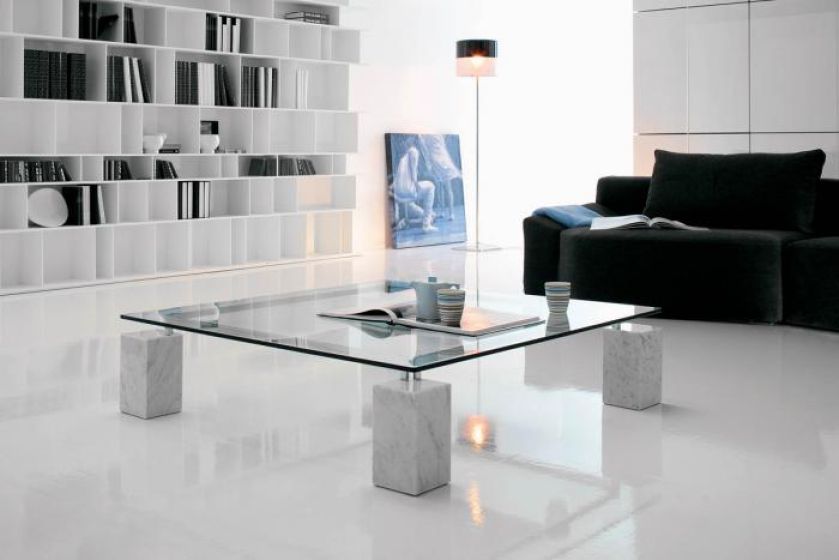 Marmur z Carrary i szkło to połączenie typowe dla włoskiej firmy Cattelan Italia. Kolekcja Dielle. CATTELAN ITALIA