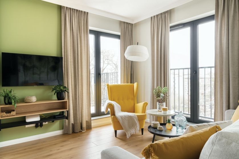 zielony i żółty w mieszkaniu