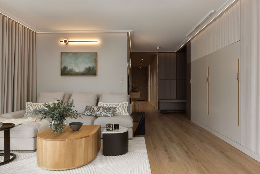 mieszkanie w beżach i szarościach