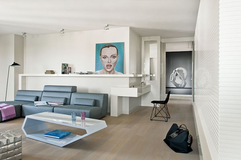 Nowoczesny apartament w beżach i błękitach