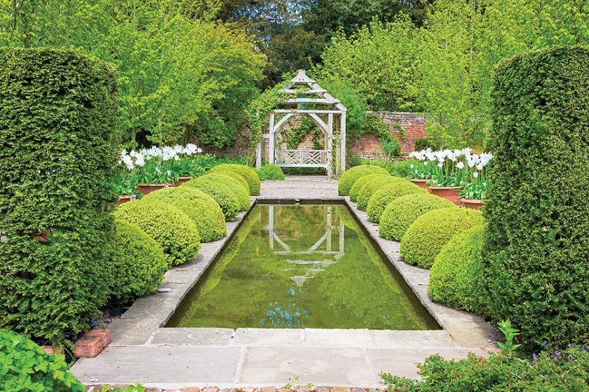 Tulipany, powojniki i szałwie między altanami