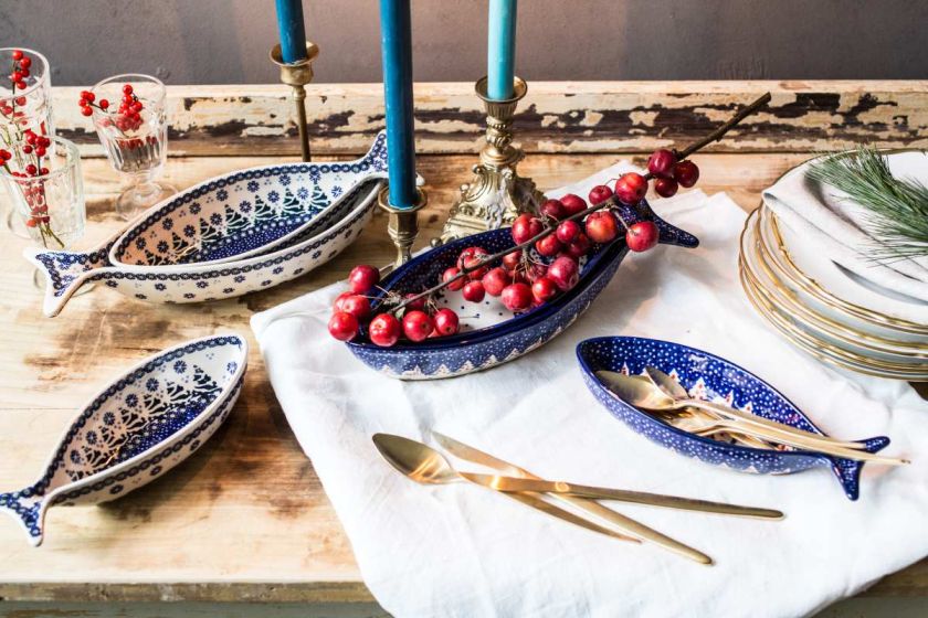 Świąteczna aranżacja z ceramiką, Manufaktura Bolesławiec