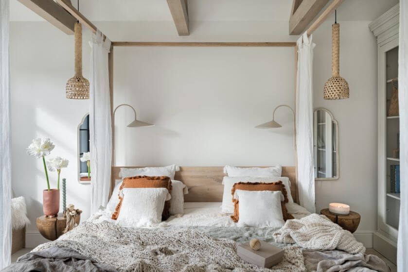 przytulna sypialnia w naturalnym stylu