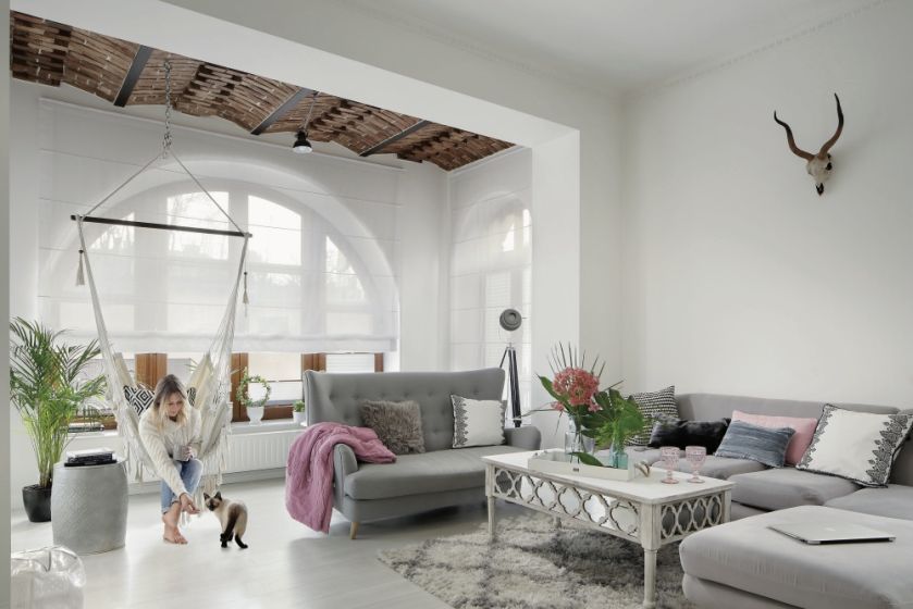 salon w stylu scandi boho