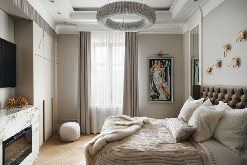 sypialnia w stylu modern classic