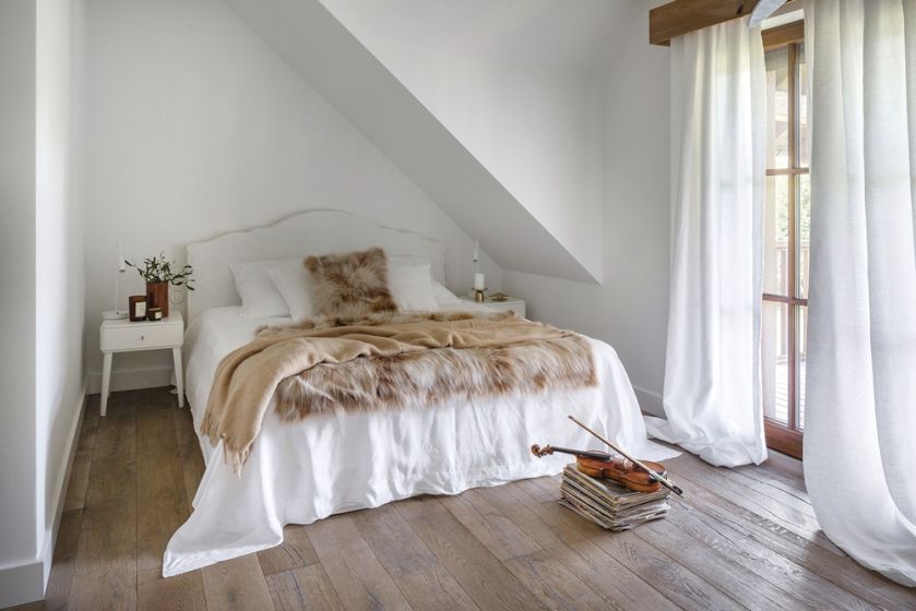 sypialnia w stylu rustykalnym nowoczesnym