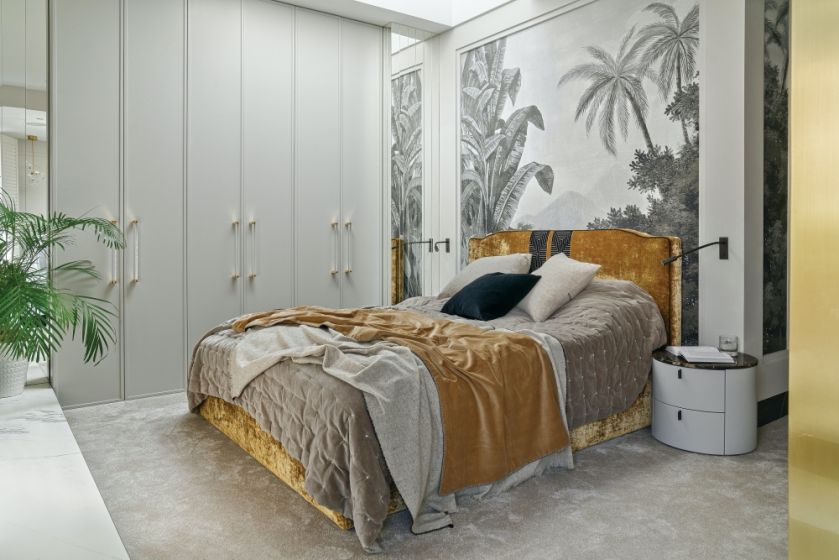 szaro złota sypialnia inspiracje