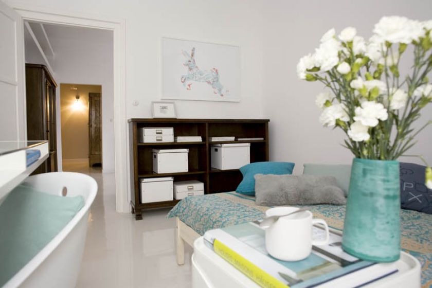 Właścicielka nie chciał żeby mieszkanie było przytłoczone a la antykami.