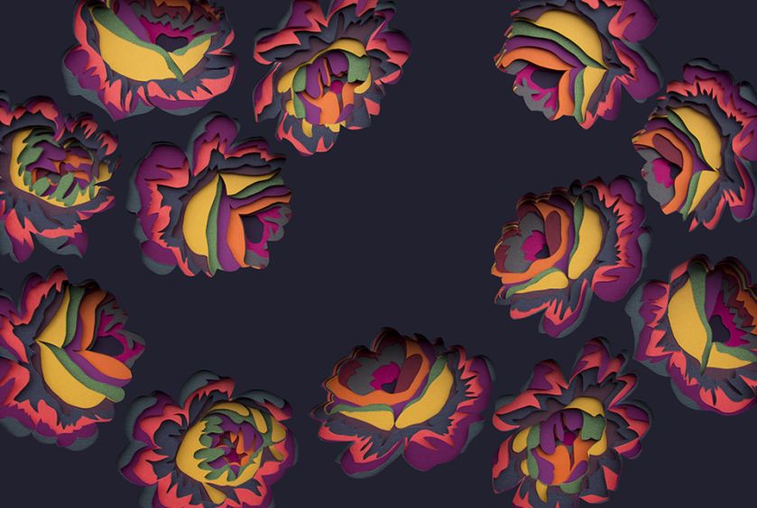 Trójwymiarowe kompozycje z papieru z serii 3D paper Flora.