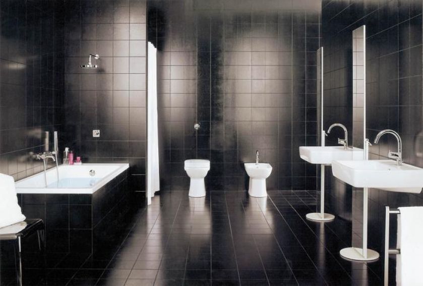 Czarne płytki sprawdzą się tylko w dużych łazienkach. ZUCHETTI