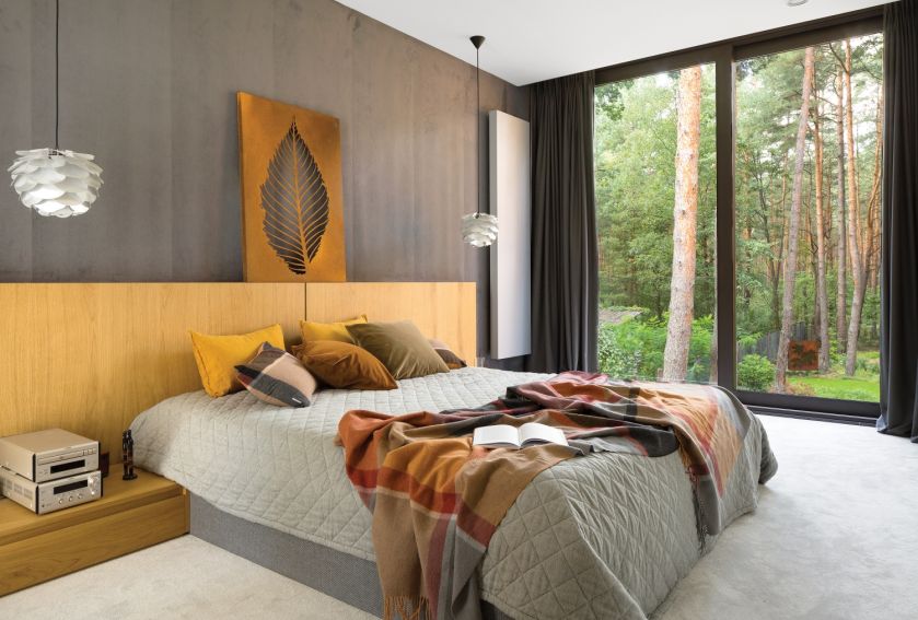 szara sypialnia nowoczesna