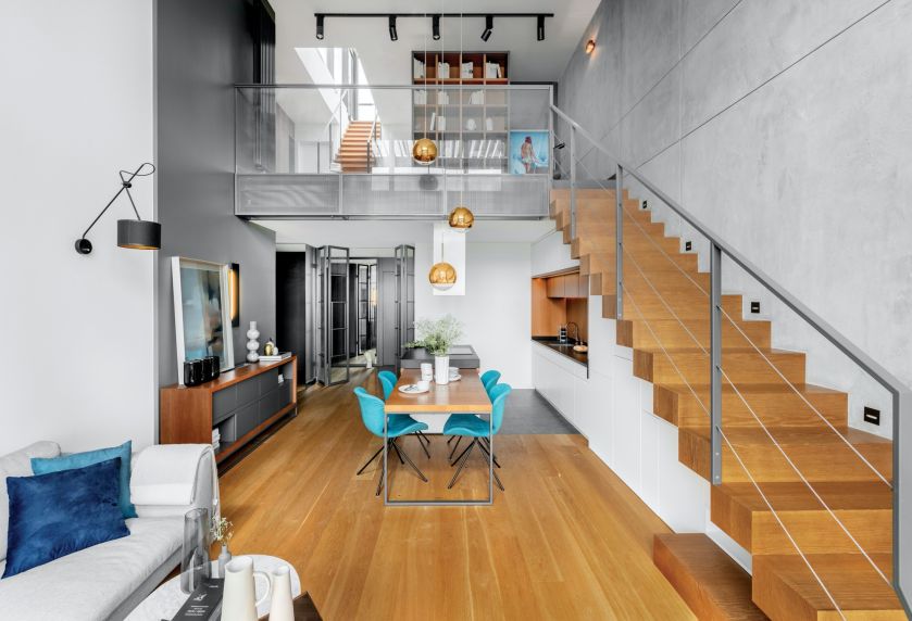 nowoczesny salon z kuchnią