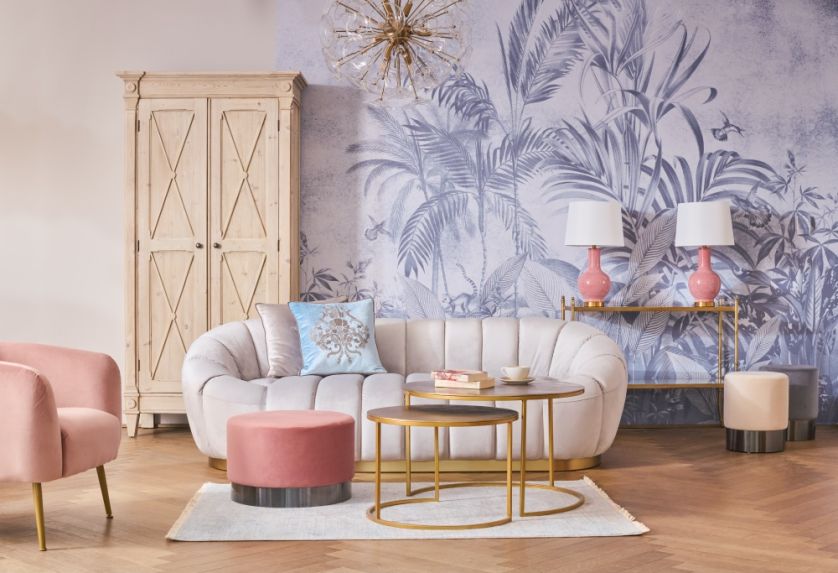 trendy wnętrzarskie pastelowy salon