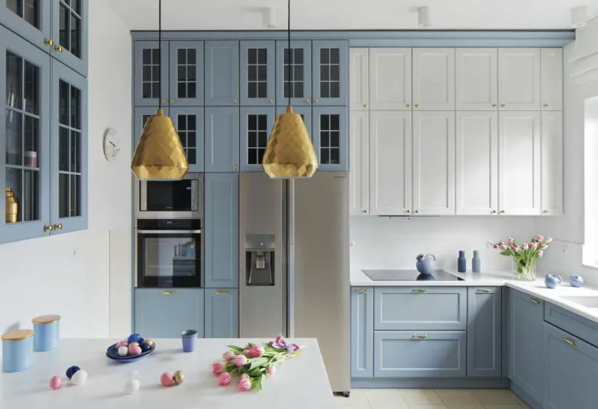pastelowo niebieskie meble kuchenne