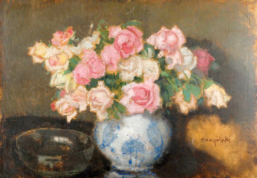 Alfons Karpiński, Róże w wazonie , IV Aukcja Wyprzedażowa, z dn. 21.04.2013 r., REMPEX.
