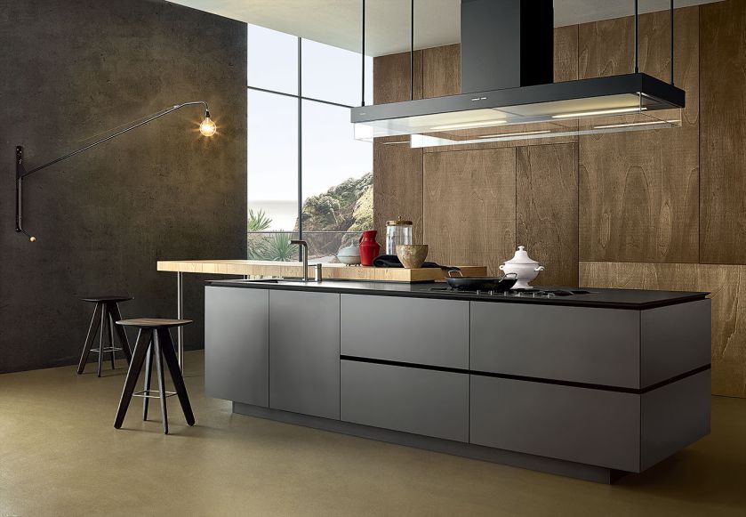 KUCHNIA ARTEX I ALEA, Varenna, okap może być stalowy, czarny i grafitowy lub obudowany materiałem w kolorze