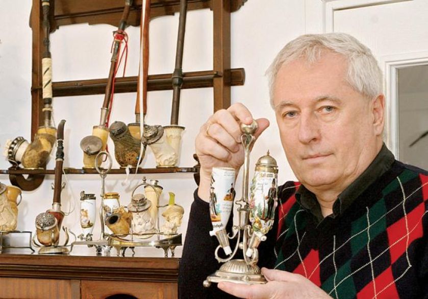 Michał Morawski, kolekcjoner fajek, autor książki O fajce prawie wszystko . fot. Jacek Barcz