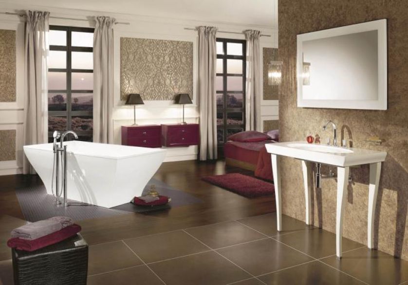 Kolekcja La Belle. Wannę zrobiono z quarylu, czyli mieszanki akrylu z kwarcem. Kosztuje 24 100 zł. VILLEROY