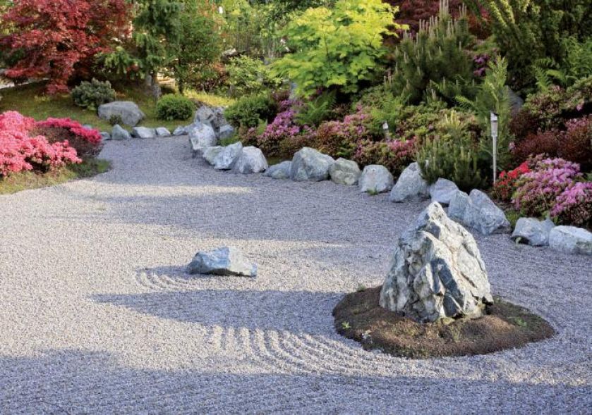 tkowa kompozycja roślin. Japoński ogród w Janowicach