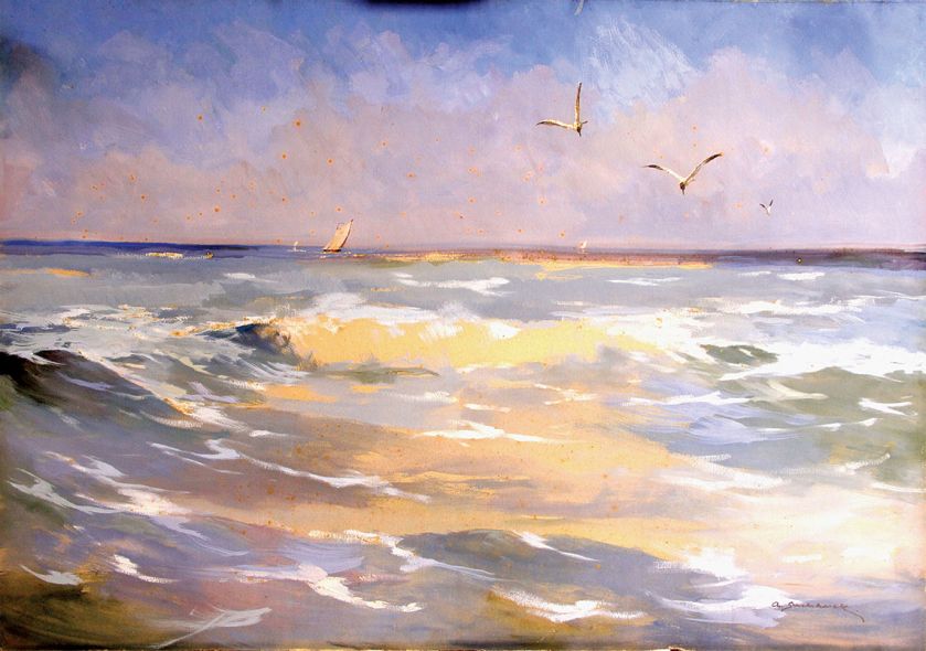 Antoni Suchanek Mewy , przed 1939. Antoni Suchanek: malarz morza