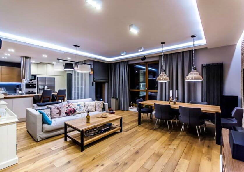 Salon z aneksem kuchennym