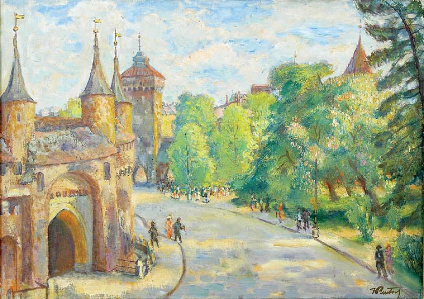 Widok na Barbakan i planty z okien Akademii Sztuk Pięknych w Krakowie , REMPEX