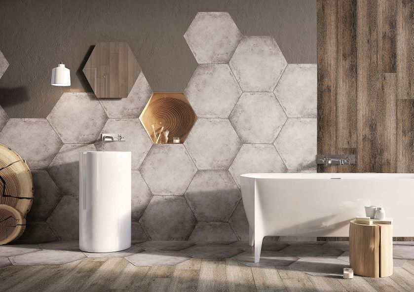 Drewno i rośliny w łazience