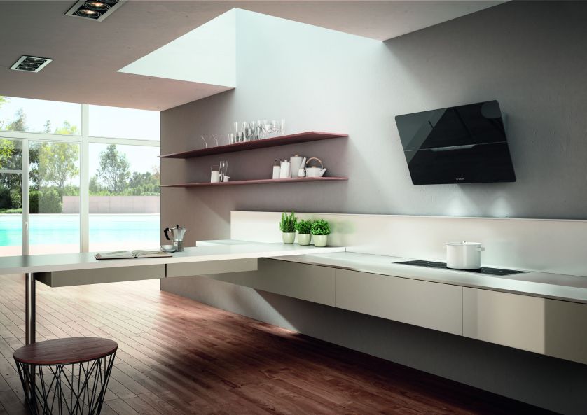 JOLIE ACT BK 80. Okap przyścienny, technologia tłumienia hałasu Sil-K Act, czarny, szer. 80 cm