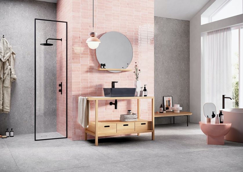 modne sposoby układania płytek w łazience