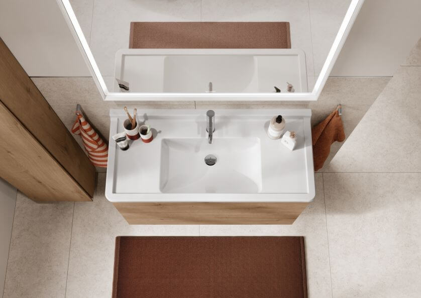 blat łazienkowy zintegrowany z umywalką