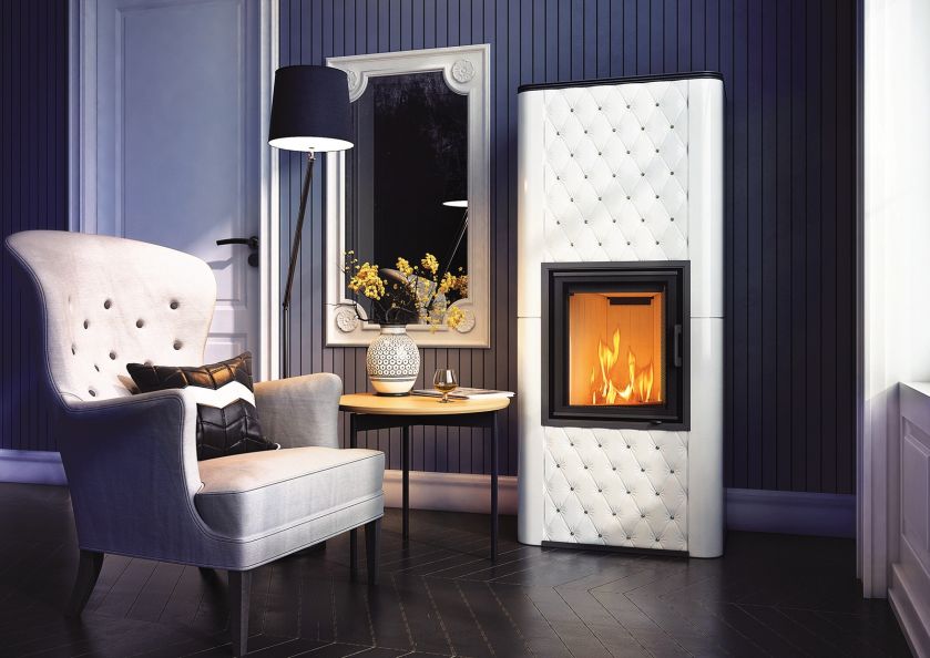 NADIA 8, z obudową z białych kafli zdobionych kryształami Swarovskiego, KRATKI, kratki.pl