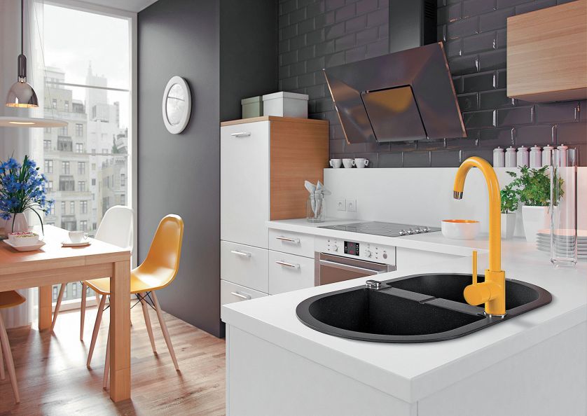 MILIN - żółta bateria z 7 letnią gwarancją, 326 zł, zlewozmywak granitowy Piva, 929 zł, deante.pl