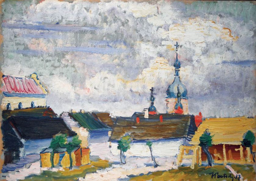 Pejzaż z wieżami cerkwi w Bolechowie , 1917 r., DESA KATOWICE