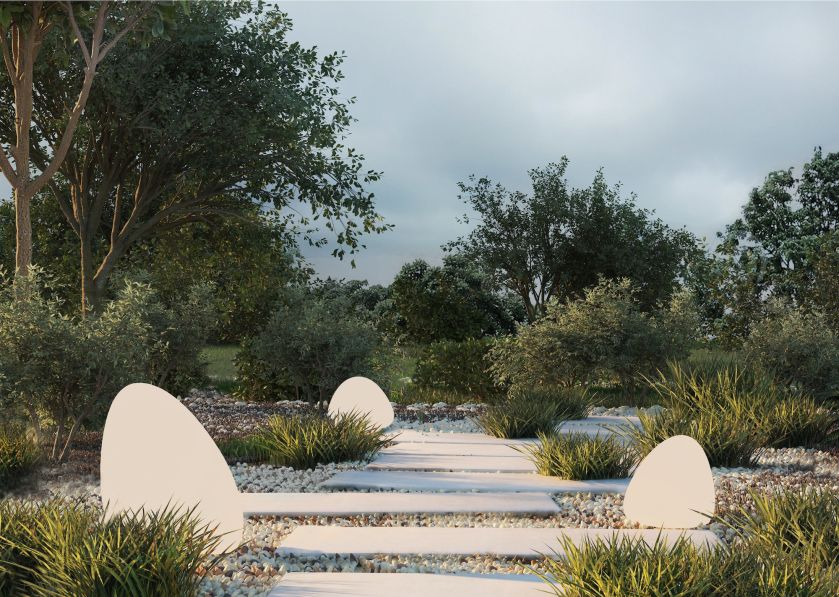 lampy ogrodowe wśród ścieżek