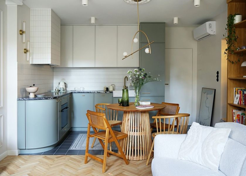 kuchnia narożna otwarta na salon