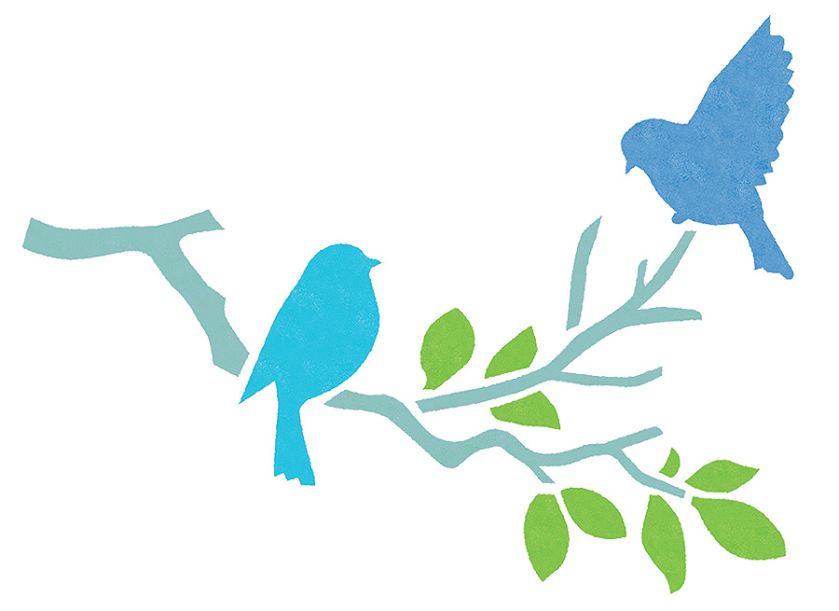 Tak wygląda cały wzór. Dekoracyjne ptaki - szablon do malowania