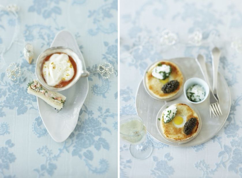 Macchiato z homara i brioszki z jajkiem